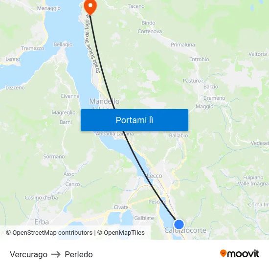Vercurago to Perledo map