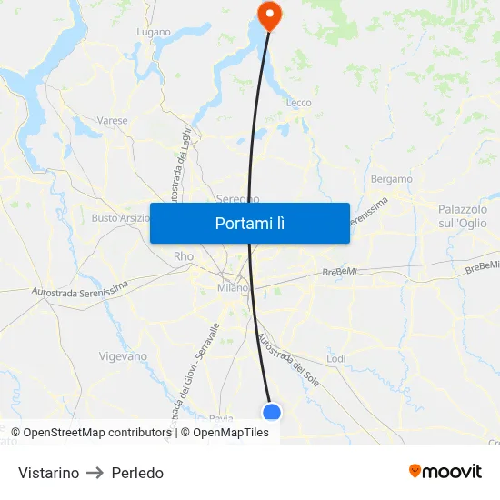 Vistarino to Perledo map