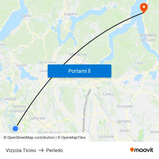 Vizzola Ticino to Perledo map