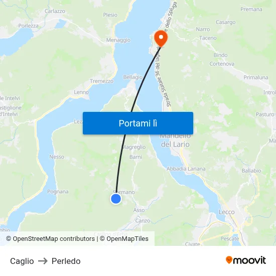 Caglio to Perledo map