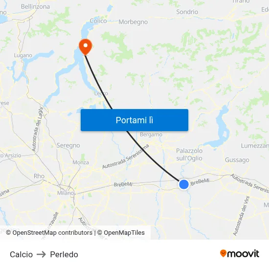 Calcio to Perledo map