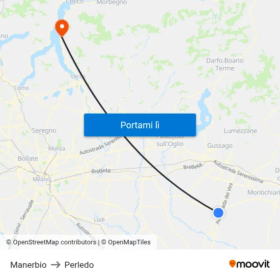 Manerbio to Perledo map