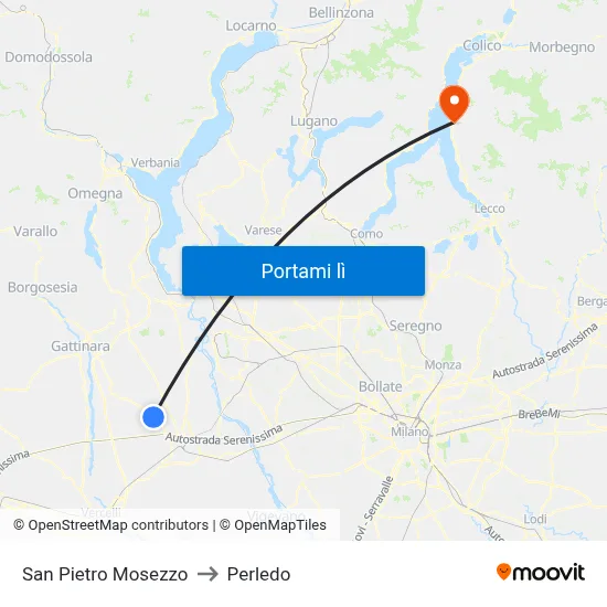 San Pietro Mosezzo to Perledo map