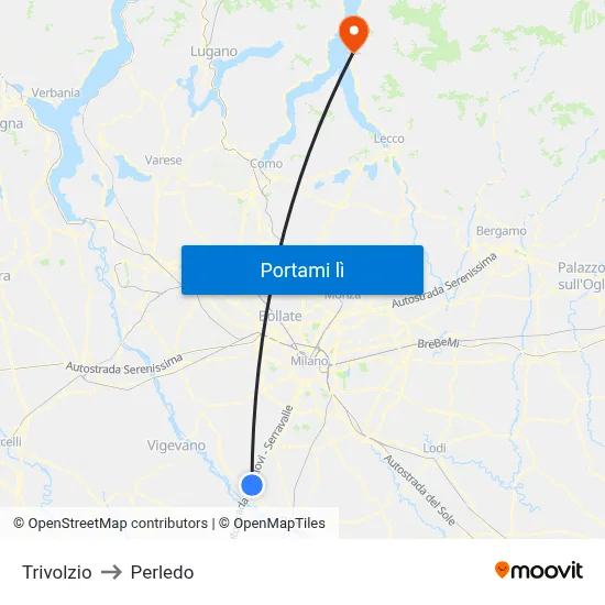 Trivolzio to Perledo map