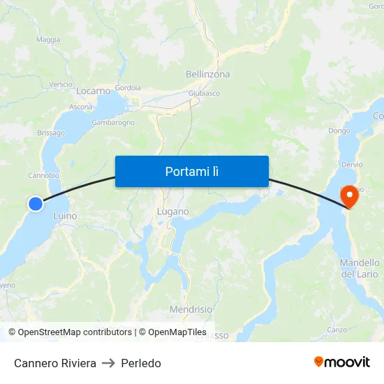 Cannero Riviera to Perledo map