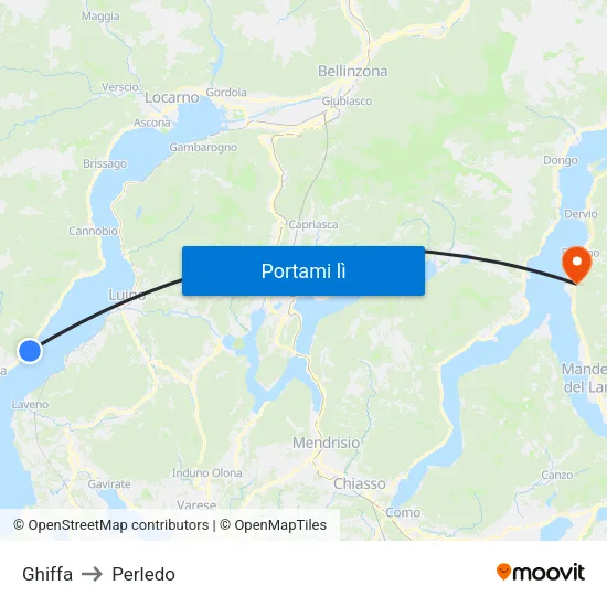 Ghiffa to Perledo map