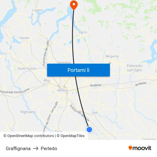 Graffignana to Perledo map
