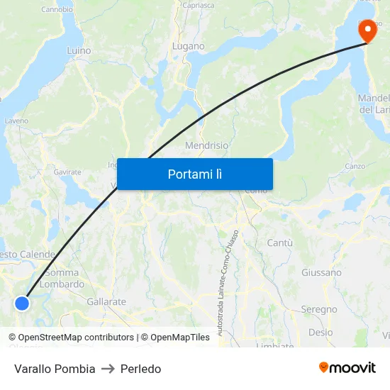Varallo Pombia to Perledo map