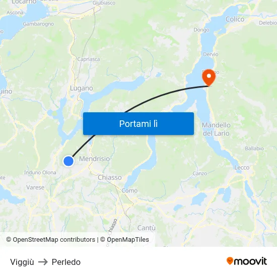 Viggiù to Perledo map