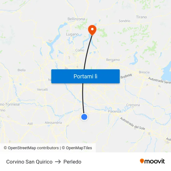 Corvino San Quirico to Perledo map