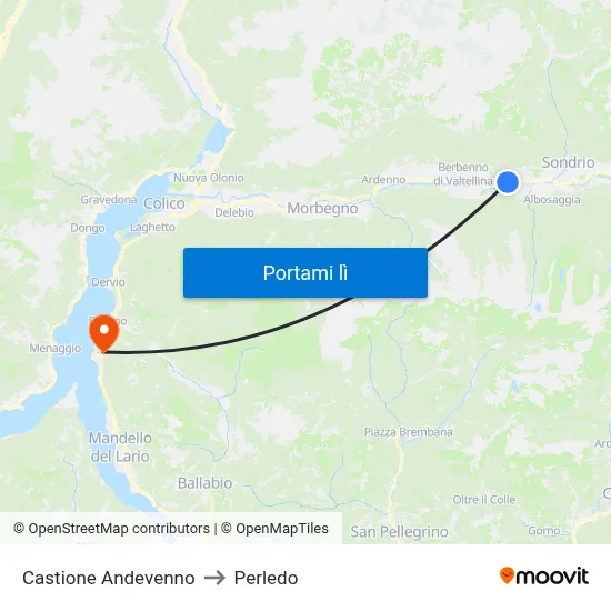 Castione Andevenno to Perledo map
