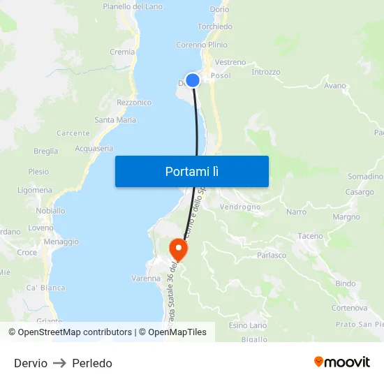 Dervio to Perledo map