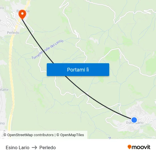 Esino Lario to Perledo map