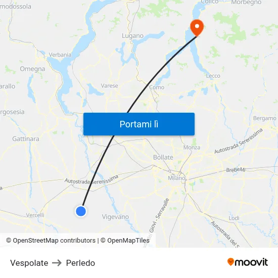 Vespolate to Perledo map