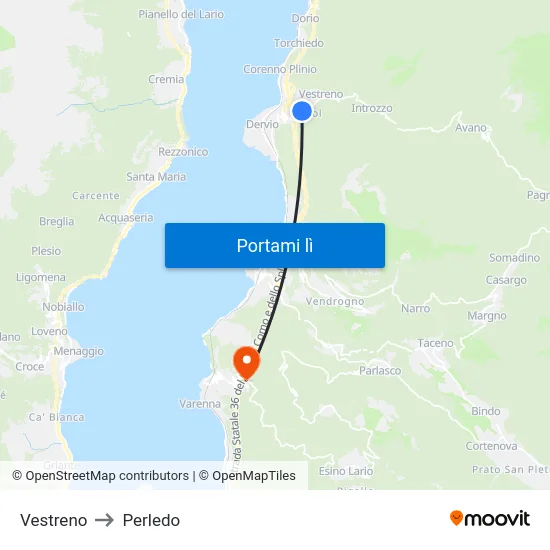 Vestreno to Perledo map