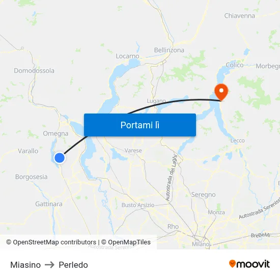 Miasino to Perledo map