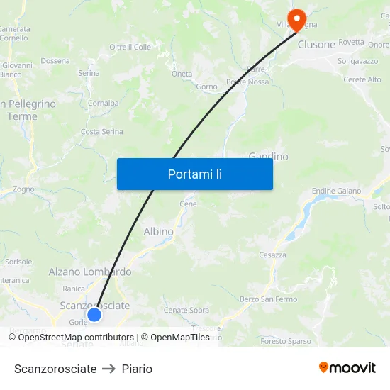Scanzorosciate to Piario map