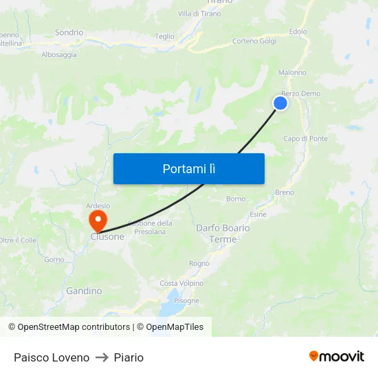 Paisco Loveno to Piario map