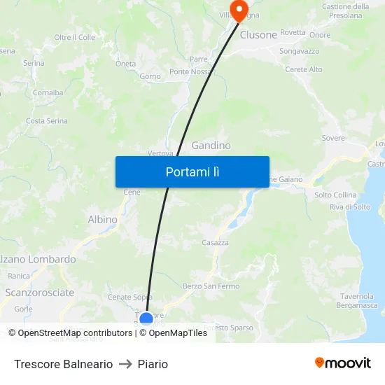 Trescore Balneario to Piario map