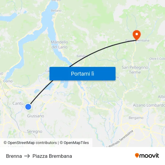 Brenna to Piazza Brembana map