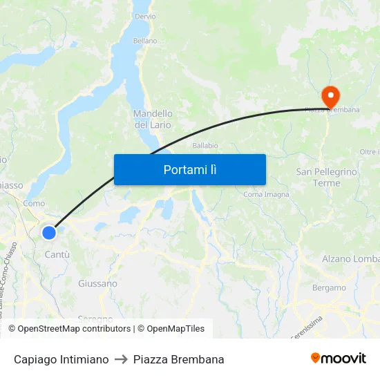 Capiago Intimiano to Piazza Brembana map