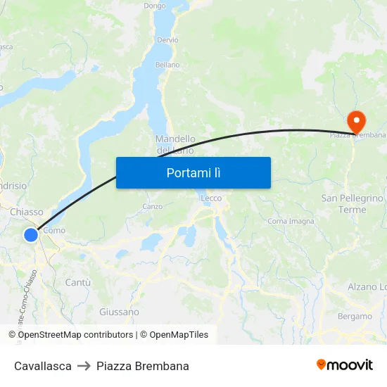 Cavallasca to Piazza Brembana map
