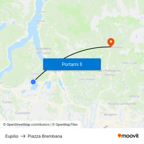 Eupilio to Piazza Brembana map