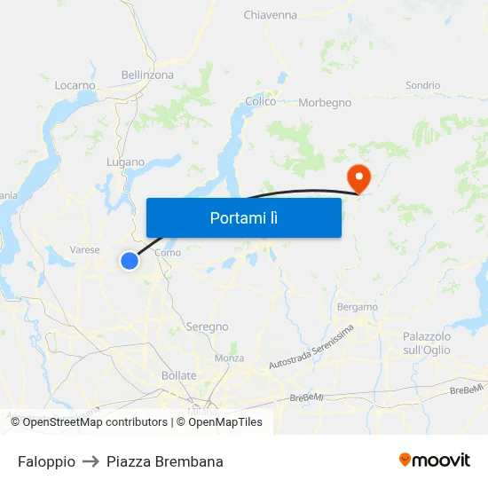 Faloppio to Piazza Brembana map