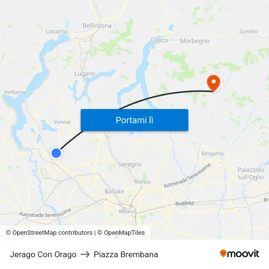 Jerago Con Orago to Piazza Brembana map