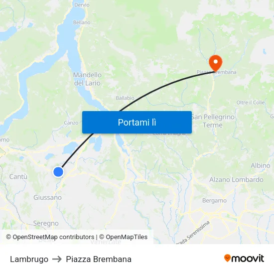 Lambrugo to Piazza Brembana map