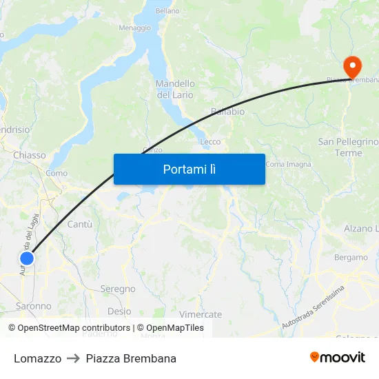 Lomazzo to Piazza Brembana map