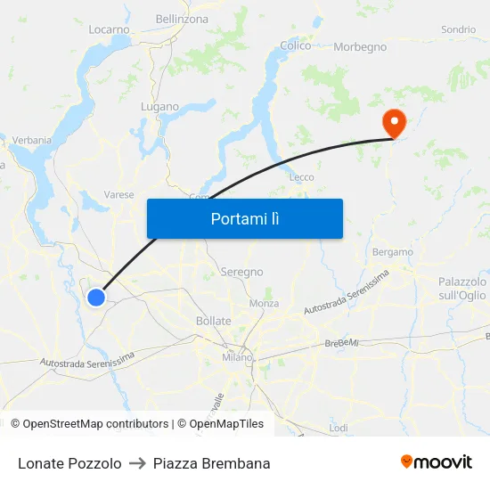 Lonate Pozzolo to Piazza Brembana map