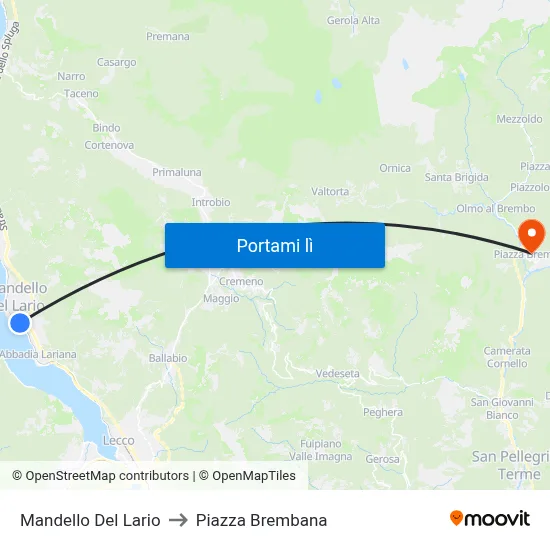 Mandello Del Lario to Piazza Brembana map