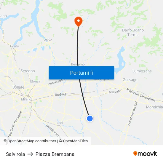 Salvirola to Piazza Brembana map