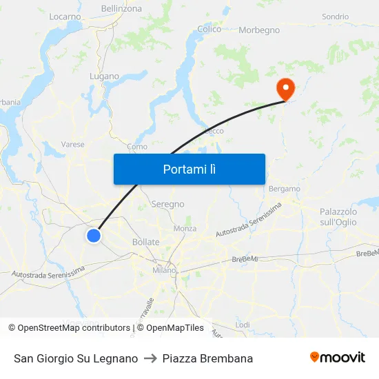 San Giorgio Su Legnano to Piazza Brembana map