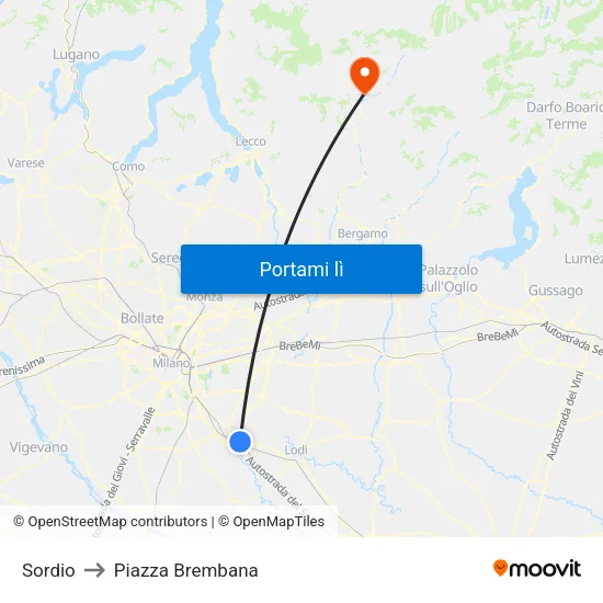 Sordio to Piazza Brembana map