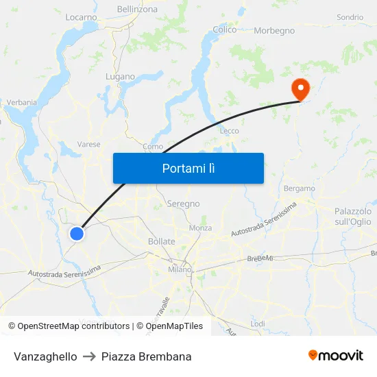 Vanzaghello to Piazza Brembana map