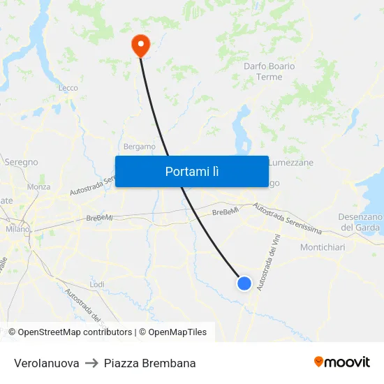 Verolanuova to Piazza Brembana map
