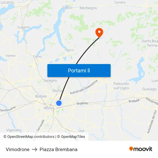Vimodrone to Piazza Brembana map