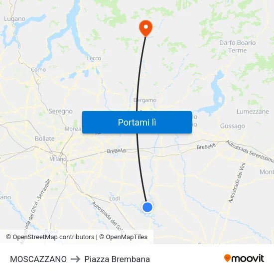 MOSCAZZANO to Piazza Brembana map