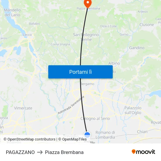 PAGAZZANO to Piazza Brembana map