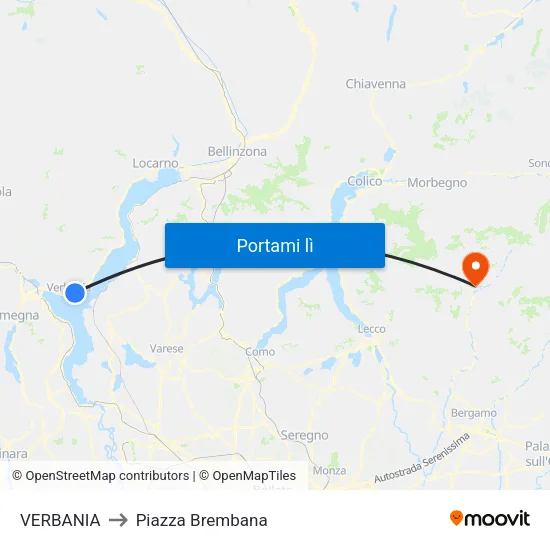 VERBANIA to Piazza Brembana map