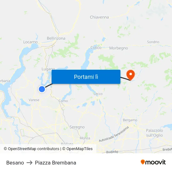 Besano to Piazza Brembana map