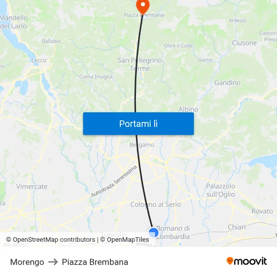 Morengo to Piazza Brembana map