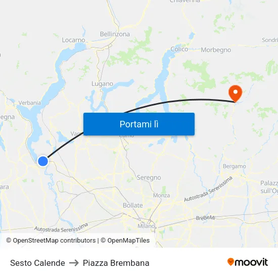 Sesto Calende to Piazza Brembana map