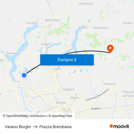 Varano Borghi to Piazza Brembana map