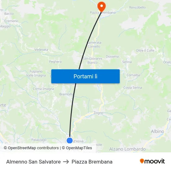 Almenno San Salvatore to Piazza Brembana map