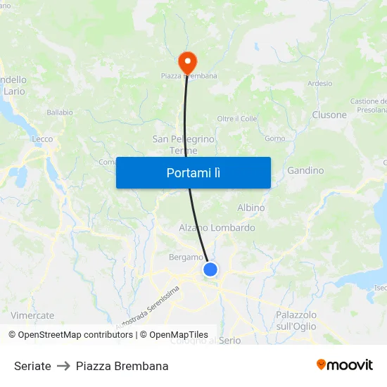 Seriate to Piazza Brembana map