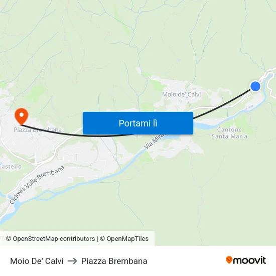 Moio De' Calvi to Piazza Brembana map