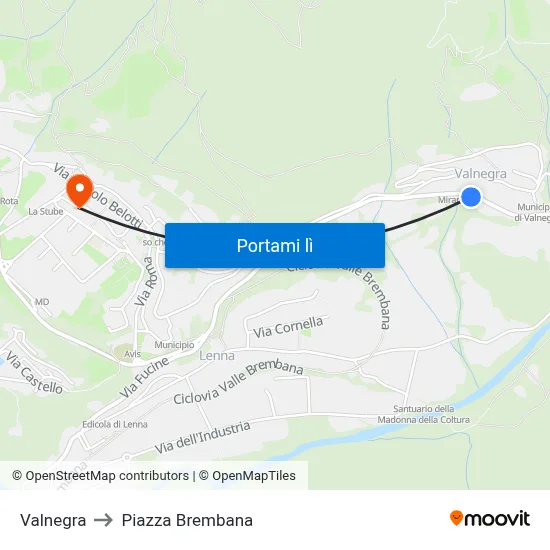 Valnegra to Piazza Brembana map
